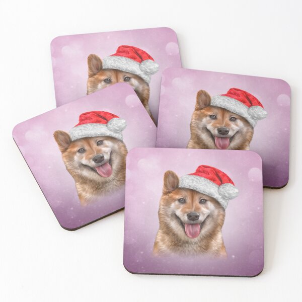 Item preview, Japanese Shiba Inu dog in red hat of Santa Claus designed and sold by bonidog.