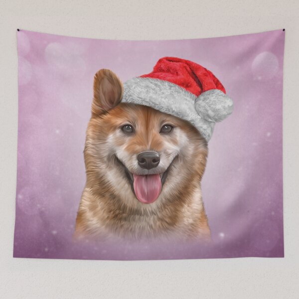 Item preview, Japanese Shiba Inu dog in red hat of Santa Claus designed and sold by bonidog.
