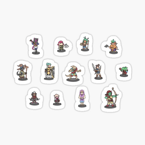 Item preview, JoCat Crap Guide to D&D Class Minis Stickers designed and sold by JoCat105.