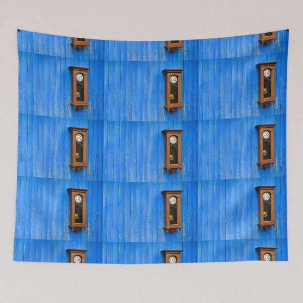 Item preview, Clock on a blue wall designed and sold by TheNuttyDuck.