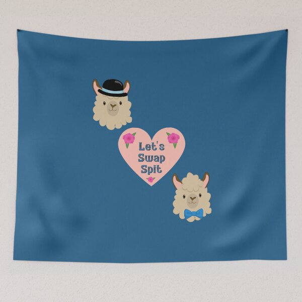Item preview, Gay gentleman llamas let's swap spit valentine pink blue designed and sold by GrammarDance.