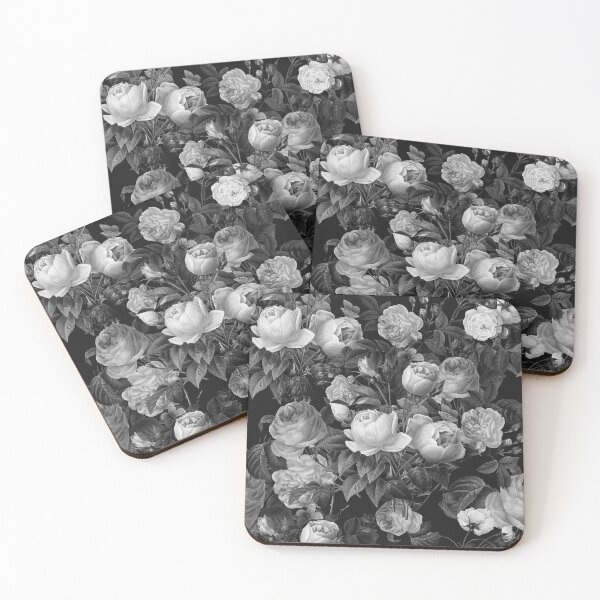 Item preview, Deep dark floral in black and white designed and sold by Catherine Holcombe.