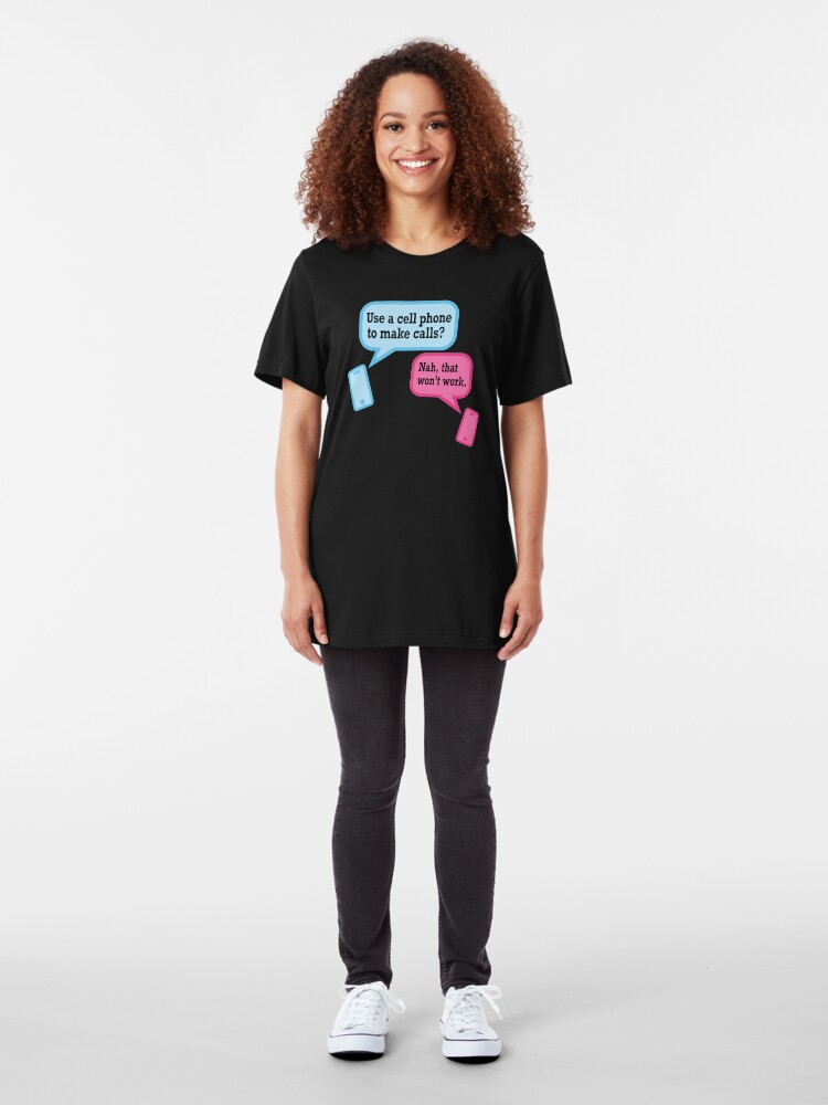 Alternate view of Teens and Phones. Humor for Gen Y and Gen Z. Slim Fit T-Shirt