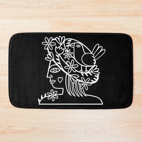 Item preview, Profile of Woman Wearing Hat With Flowers and Bird (negative/inverted B/W) designed and sold by wariana.