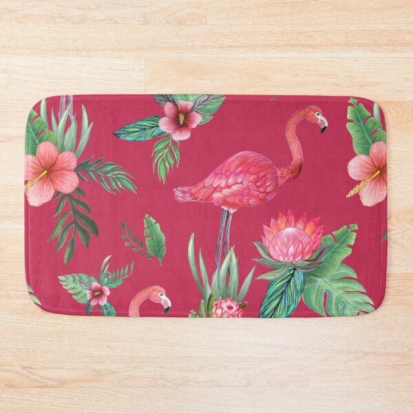 Item preview, Flamingo Watercolor painting with Protea, Hibiscus and Palms designed and sold by MagentaRose.