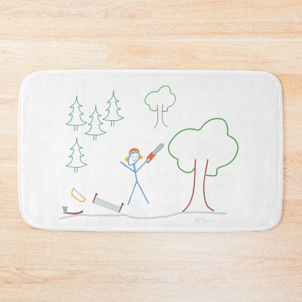 Item preview, Lumberjack stick figure, forest tree chainsaw designed and sold by KlareLinie.