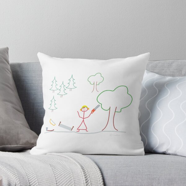 Item preview, Lumberjack woman stick figure, forest tree chainsaw designed and sold by KlareLinie.