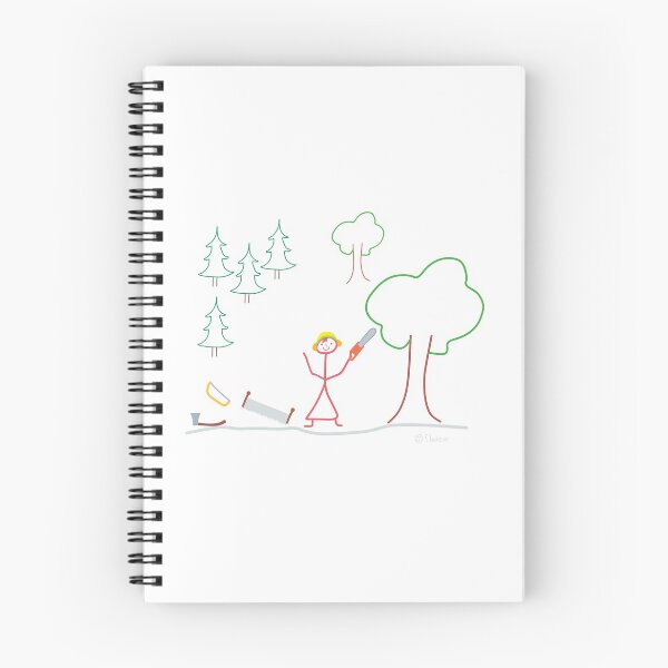 Item preview, Lumberjack woman stick figure, forest tree chainsaw designed and sold by KlareLinie.