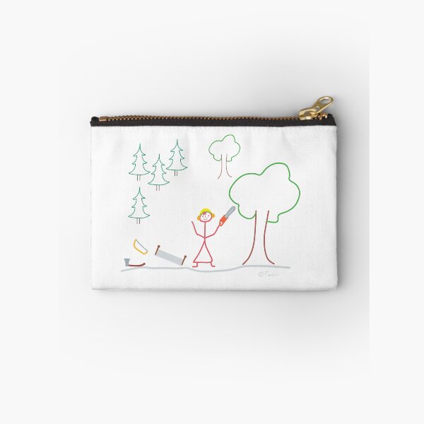 Item preview, Lumberjack woman stick figure, forest tree chainsaw designed and sold by KlareLinie.