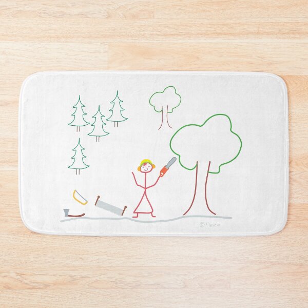 Item preview, Lumberjack woman stick figure, forest tree chainsaw designed and sold by KlareLinie.