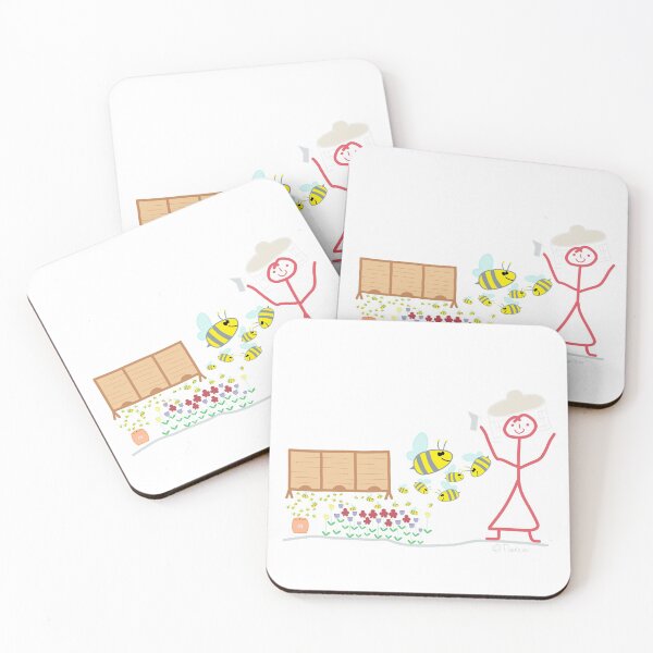 Item preview, Beekeeper stick figure, woman bees fly buzz pollen designed and sold by KlareLinie.