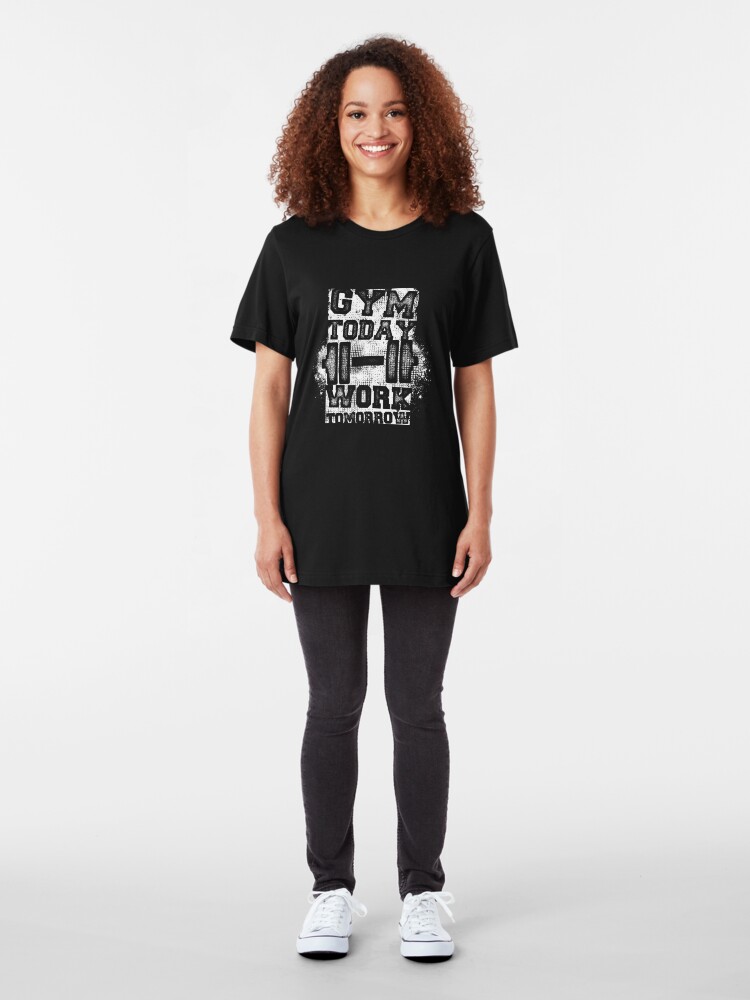 Alternative Ansicht von Gym Today Work Tomorrow - Cardio Workout Slim Fit T-Shirt
