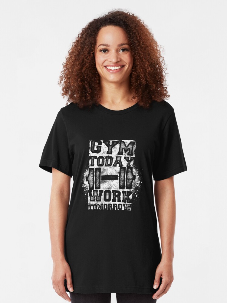 Alternative Ansicht von Gym Today Work Tomorrow - Cardio Workout Slim Fit T-Shirt