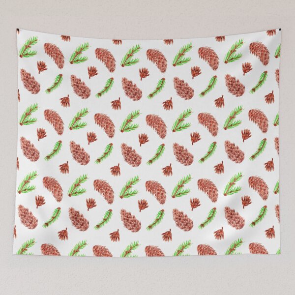 Item preview, Woodland Pine Cones Pattern on White designed and sold by Ivy Lily Art.