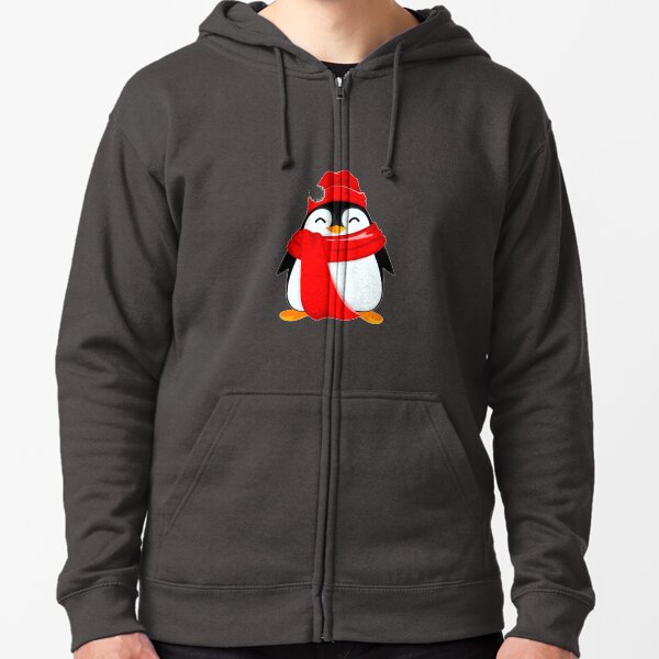 Happy Santa for the Baby Penguins Zipped Hoodie