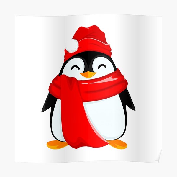 Happy Santa for the Baby Penguins Poster