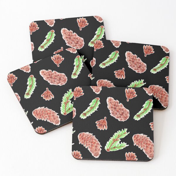 Item preview, Woodland Pine Cones Pattern on Black designed and sold by Ivy Lily Art.
