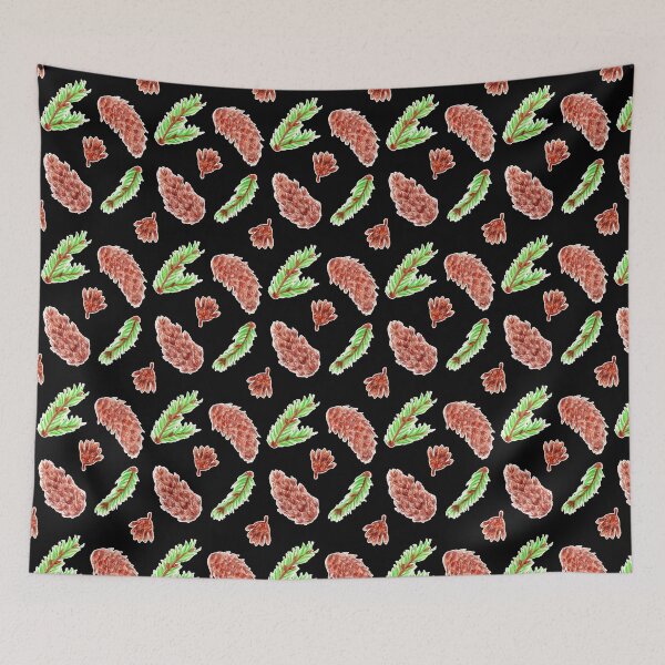Item preview, Woodland Pine Cones Pattern on Black designed and sold by Ivy Lily Art.