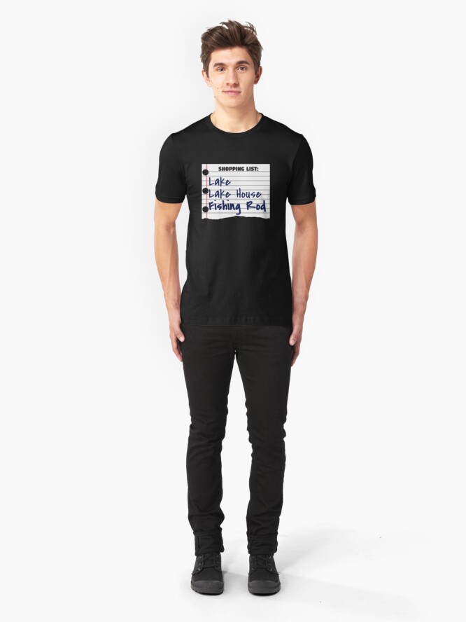 Alternative Ansicht von Shopping List Lake Lake House Fishing Rod - Old Fisherman Slim Fit T-Shirt