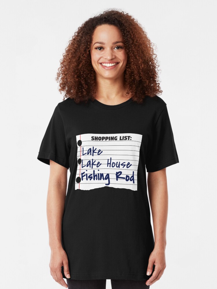 Alternative Ansicht von Shopping List Lake Lake House Fishing Rod - Old Fisherman Slim Fit T-Shirt