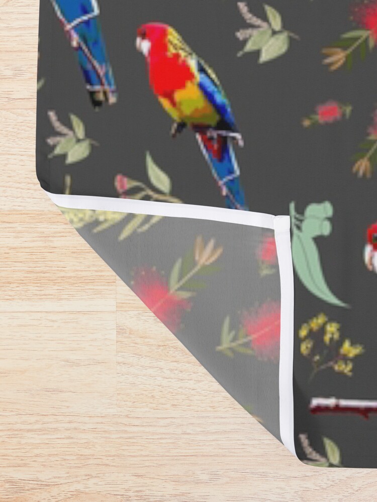 "Australiana Rosella Garden charcoal grey" Shower Curtain by
