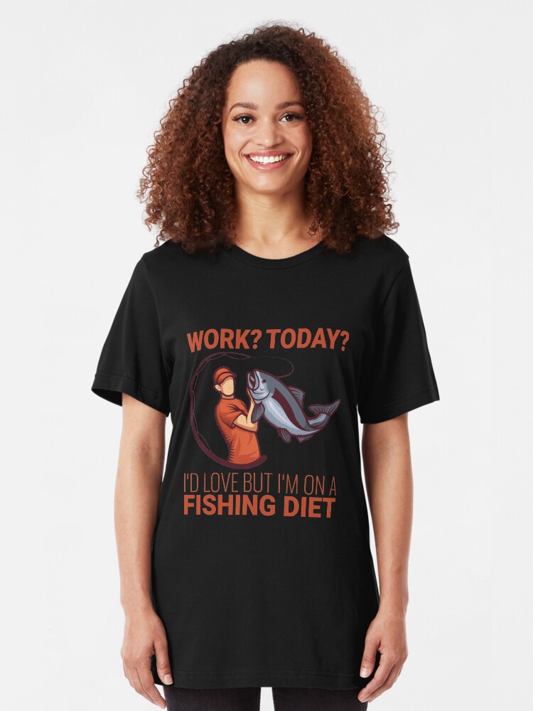 Alternative Ansicht von Work I'd Love But I'm On A Fishing Diet - Old Fisherman Slim Fit T-Shirt