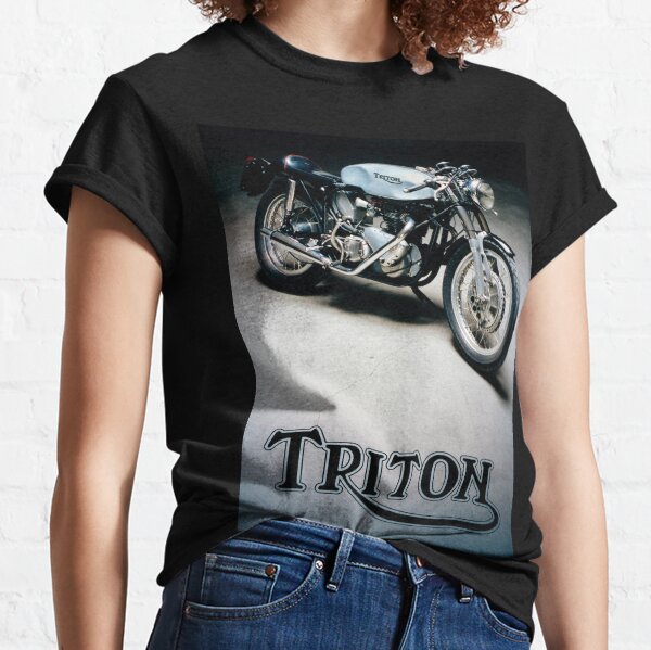 Triton T-Shirt CUSTOM MOTORCYCLE Café Racer Vintage Biker Triton Triumph Harley Tee 