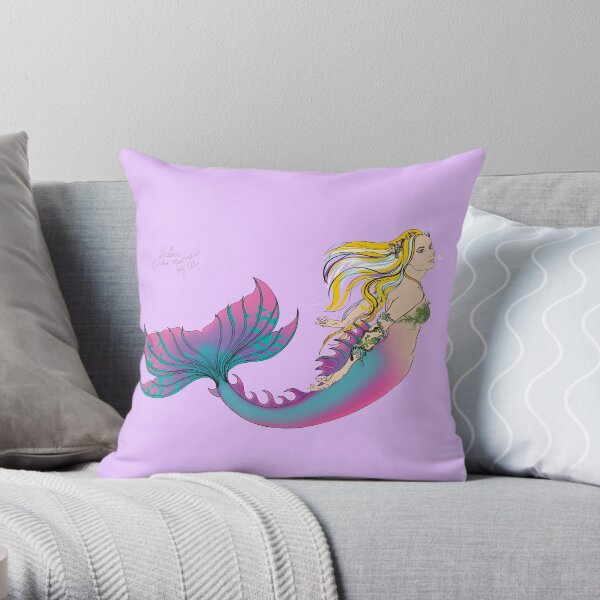 Home Accessories: Jaime the Mermaid by Ali Throw Pillow