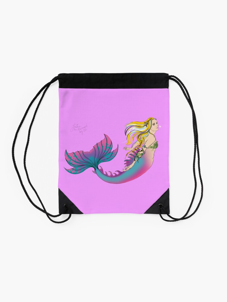 Alternate view of Drawstring & Tote Bags: Jaime the Mermaid by Ali Drawstring Bag