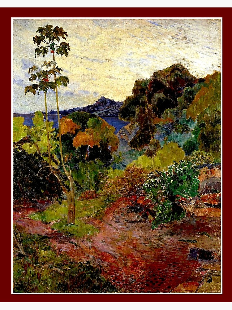 MARTINIQUE LANDSCAPE : Vintage 1887 Paul Gauguin Print | Art Board Print