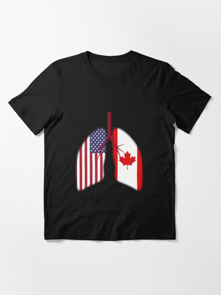 Alternate view of USA Canada Flag Lungs - Dual Citizenship Essential T-Shirt