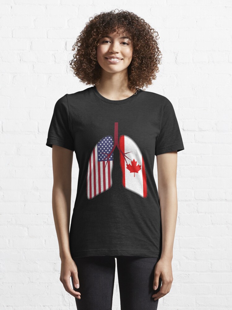 Alternate view of USA Canada Flag Lungs - Dual Citizenship Essential T-Shirt