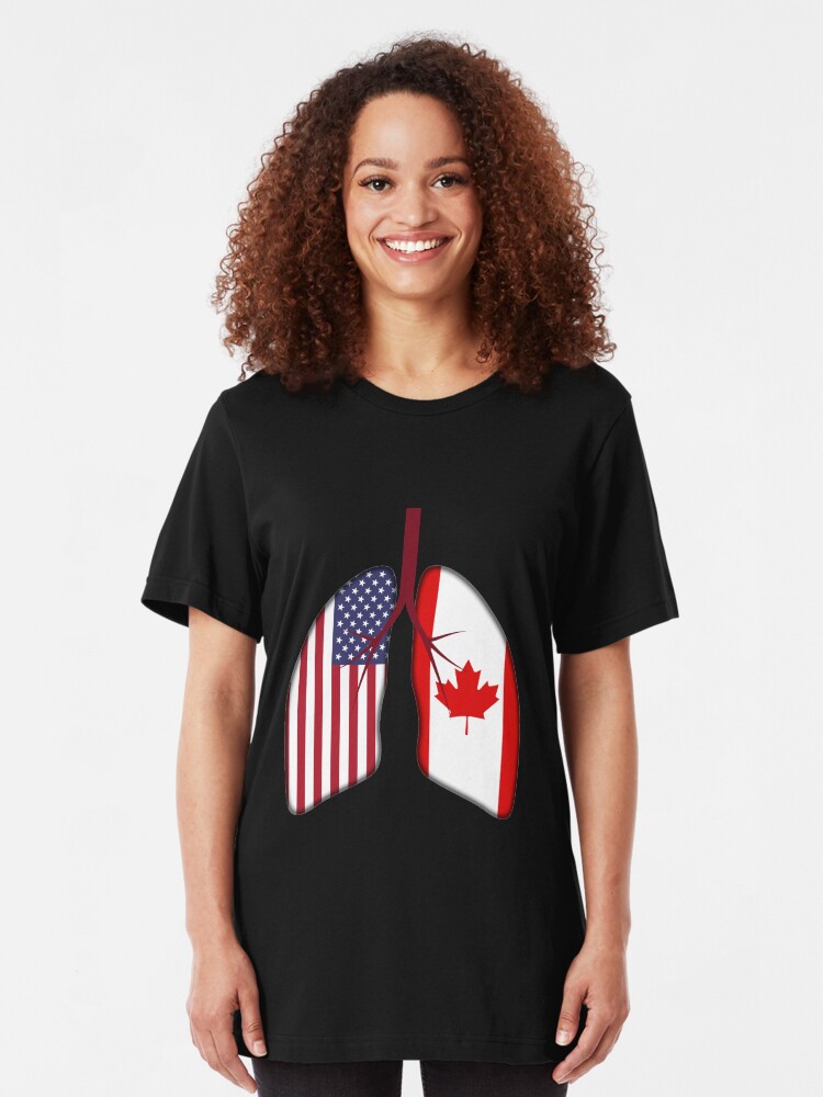Alternative Ansicht von USA Canada Flag Lungs - Dual Citizenship Slim Fit T-Shirt