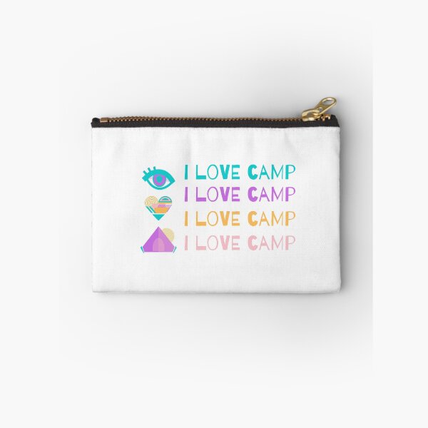 Item preview, I LOVE CAMP with icons - pastel tent, heart, and eye designed and sold by CampfireMagic.