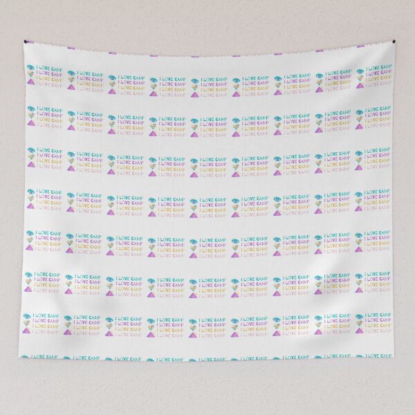 Item preview, I LOVE CAMP with icons - pastel tent, heart, and eye designed and sold by CampfireMagic.