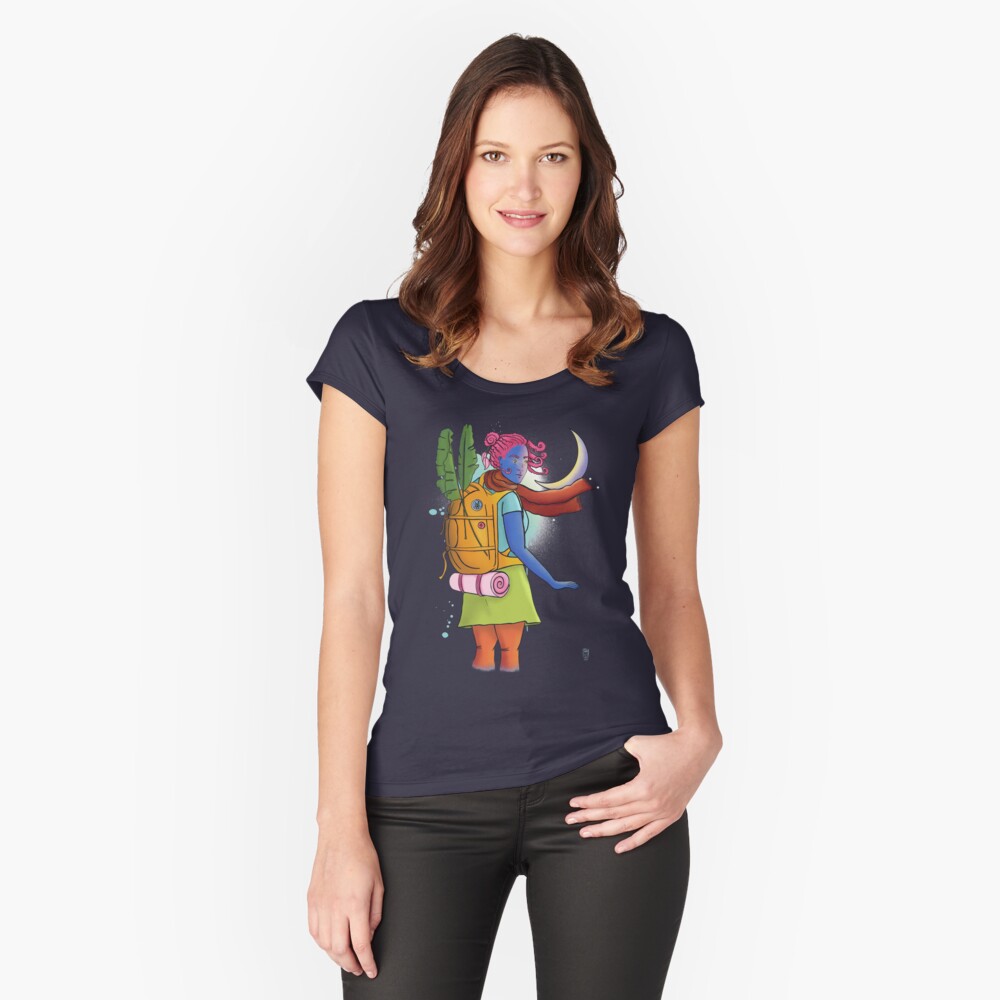 Don't come any closer - woman traveler illustration Fitted Scoop T-Shirt