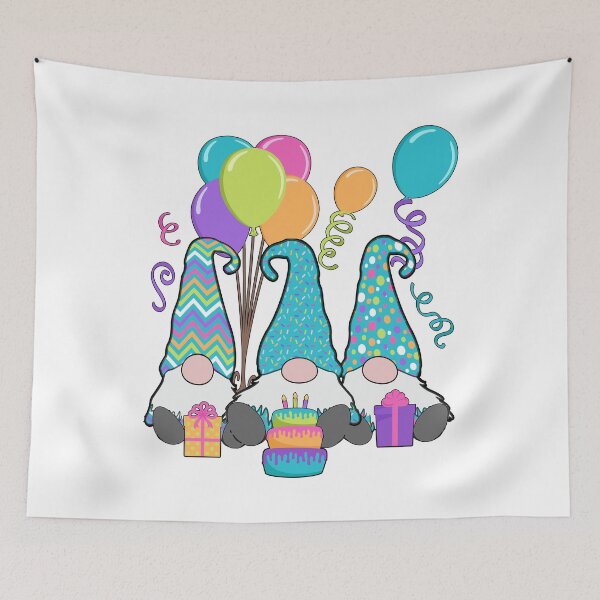 Item preview, Birthday Gnomes 3 Nordic Gnomes Birthday Cake Balloons designed and sold by funnytshirtemp.