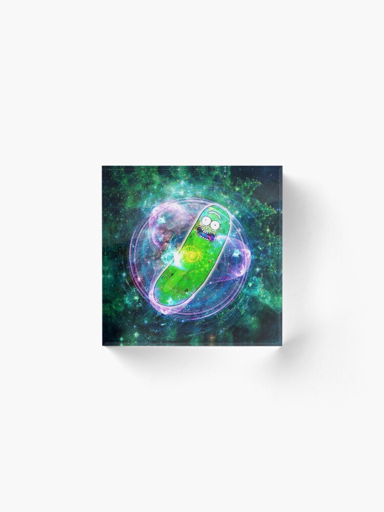 Alternate view of Pickle Rick in Space | Rick and Morty | Flower of Life Acrylic Block