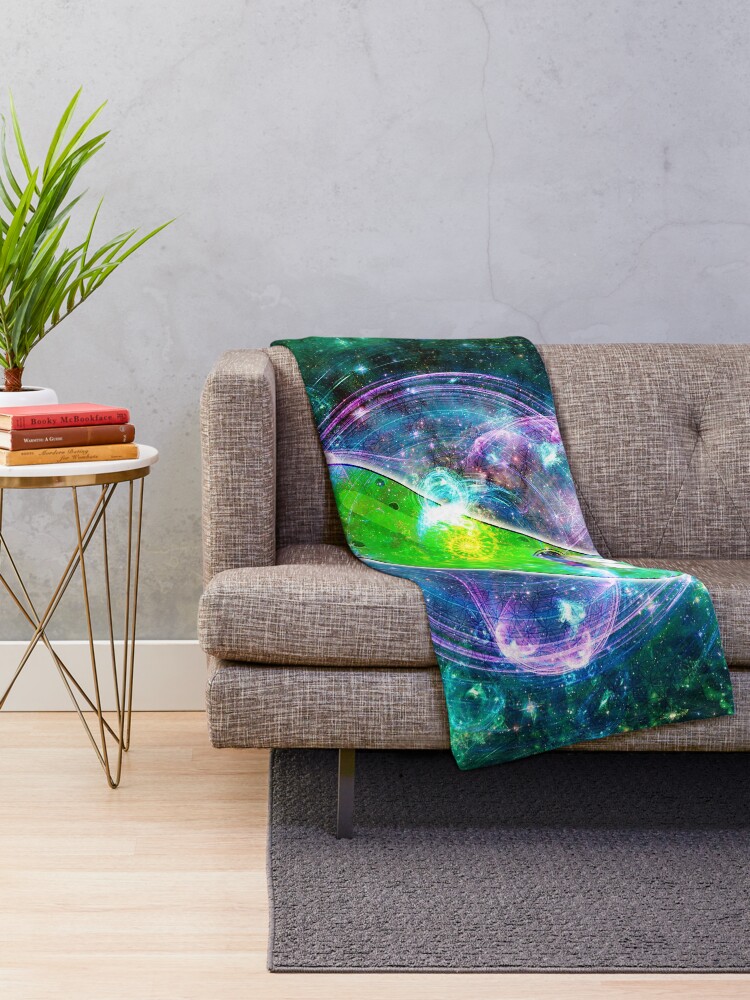 Alternate view of Pickle Rick in Space | Rick and Morty | Flower of Life Throw Blanket