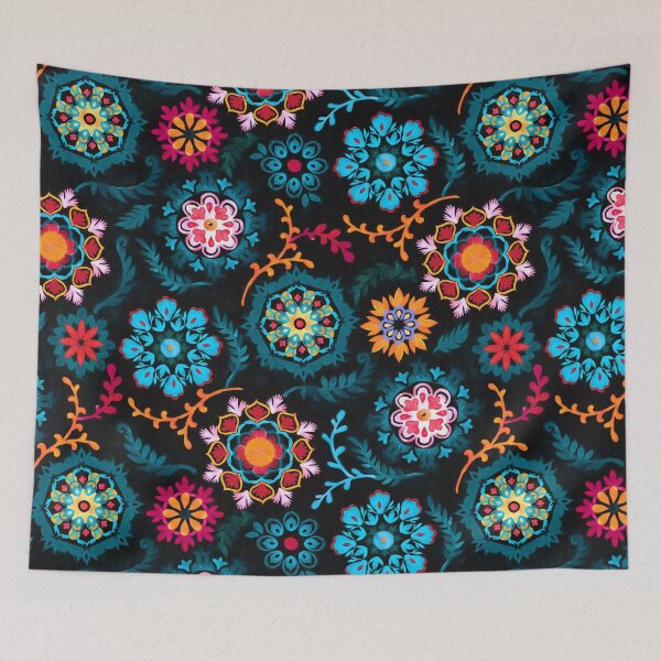 Item preview, Suzani Inspired Pattern on Black designed and sold by micklyn.