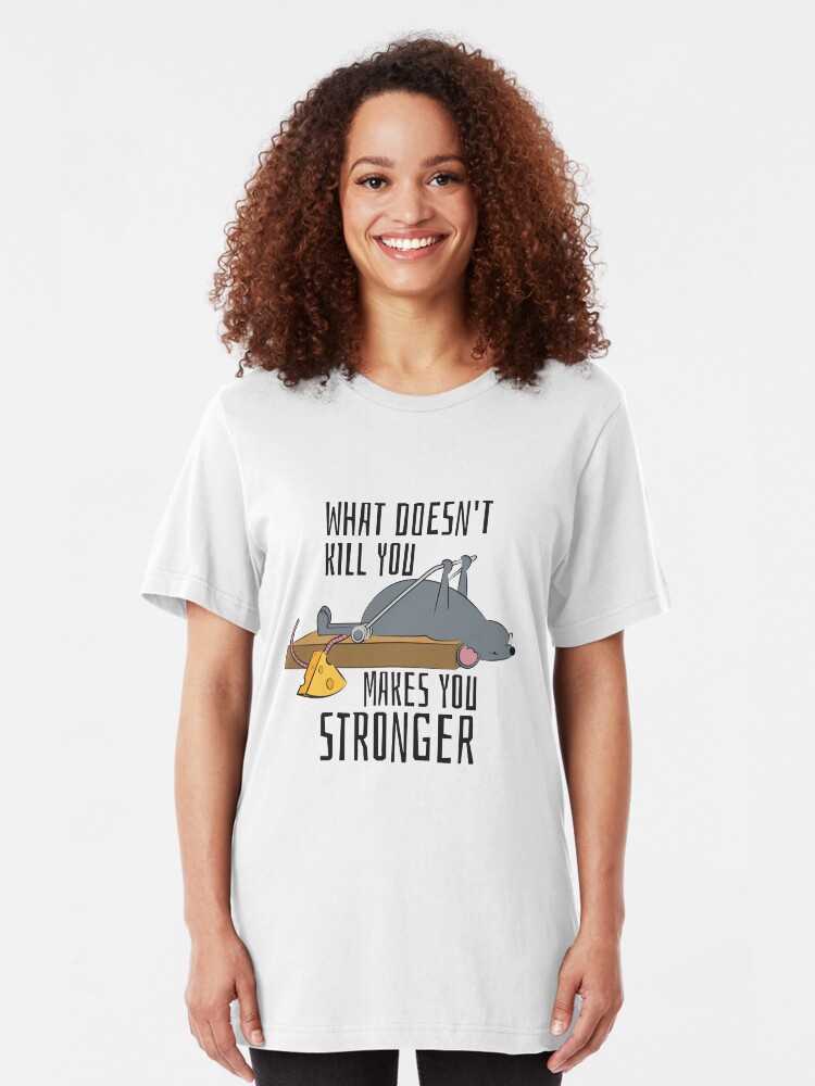 Alternative Ansicht von What Doesn't Kill You Makes You Stronger - Gym Rat Slim Fit T-Shirt