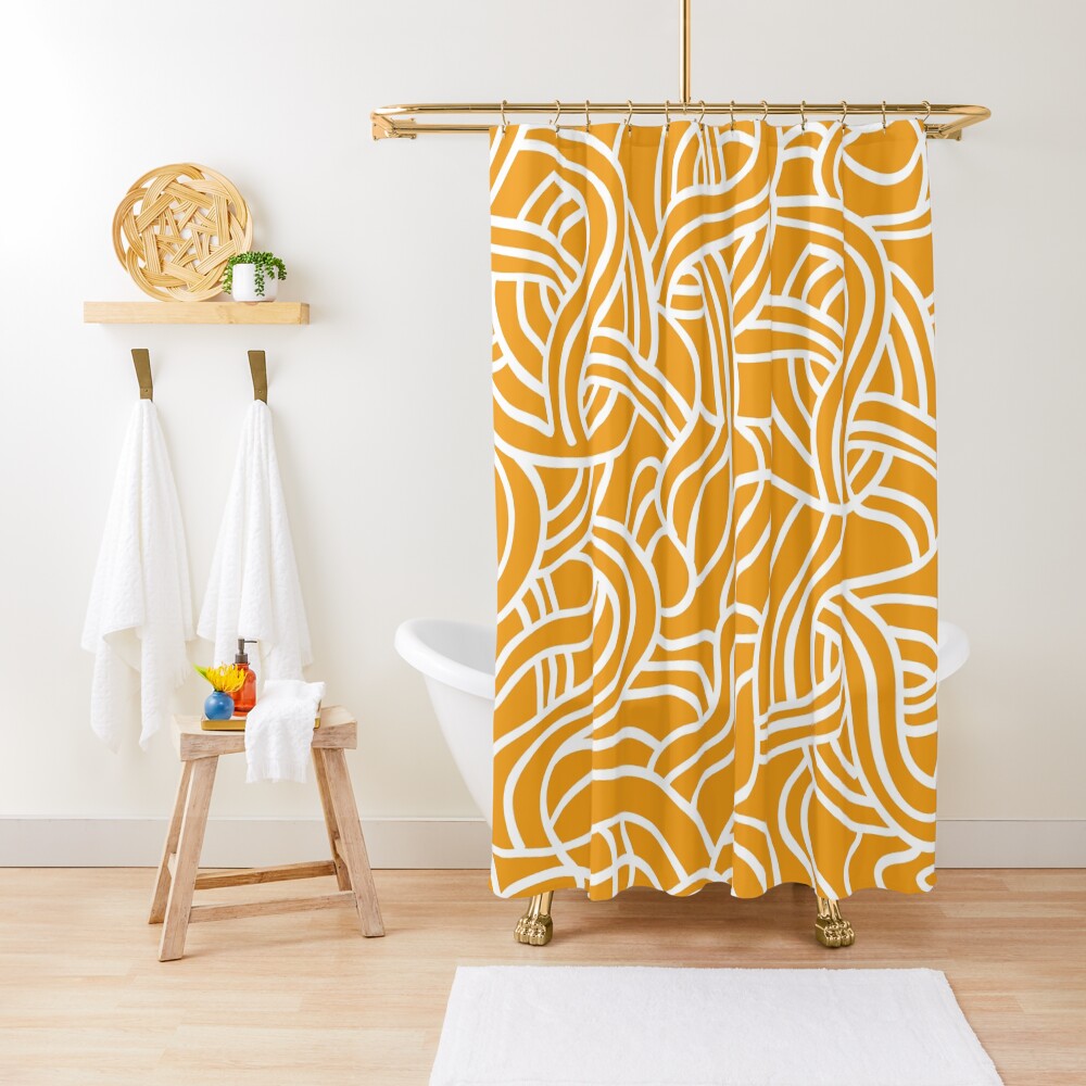 "Mustard yellow line pattern" Shower Curtain by valekica Redbubble