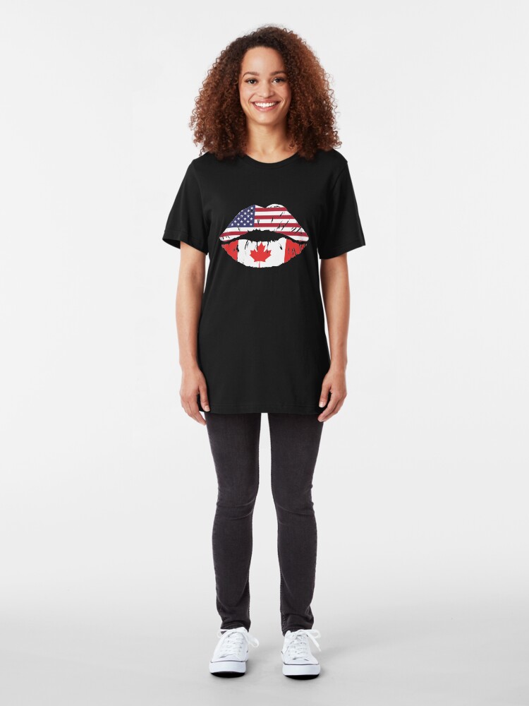 Alternative Ansicht von USA Canada Kiss - Dual Citizenship Slim Fit T-Shirt