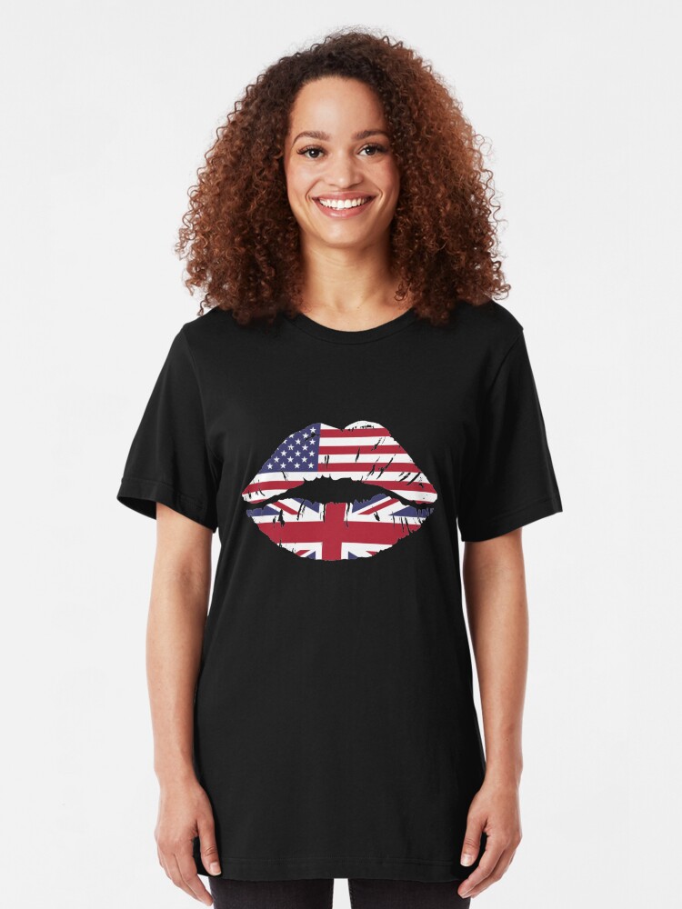 Alternative Ansicht von USA United Kingdom Kiss - Dual Citizenship Slim Fit T-Shirt