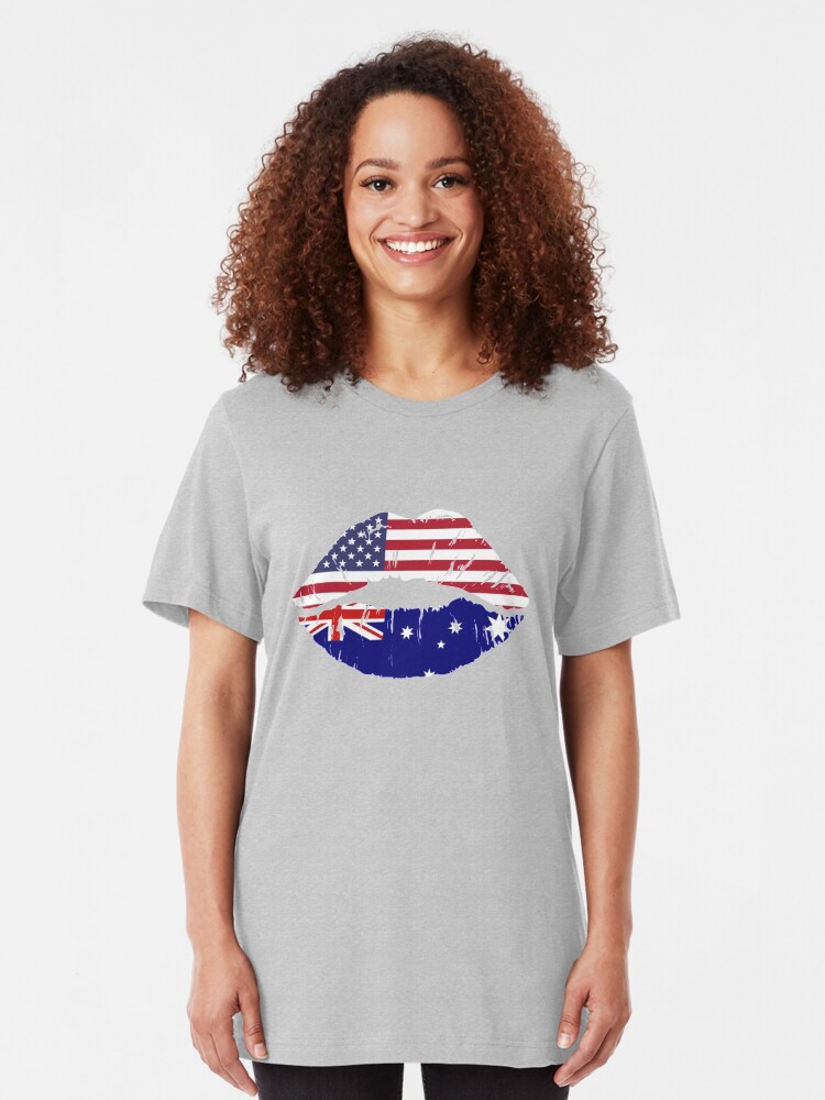 Alternative Ansicht von USA Australian Kiss - Dual Citizenship Slim Fit T-Shirt