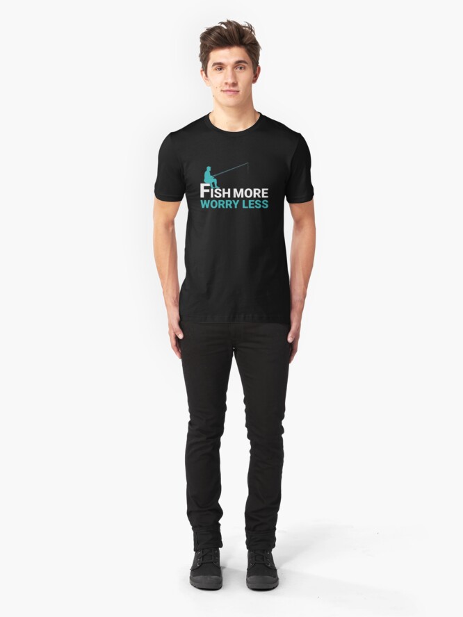 Alternative Ansicht von Fish More Worry Less - Old Fisherman Slim Fit T-Shirt