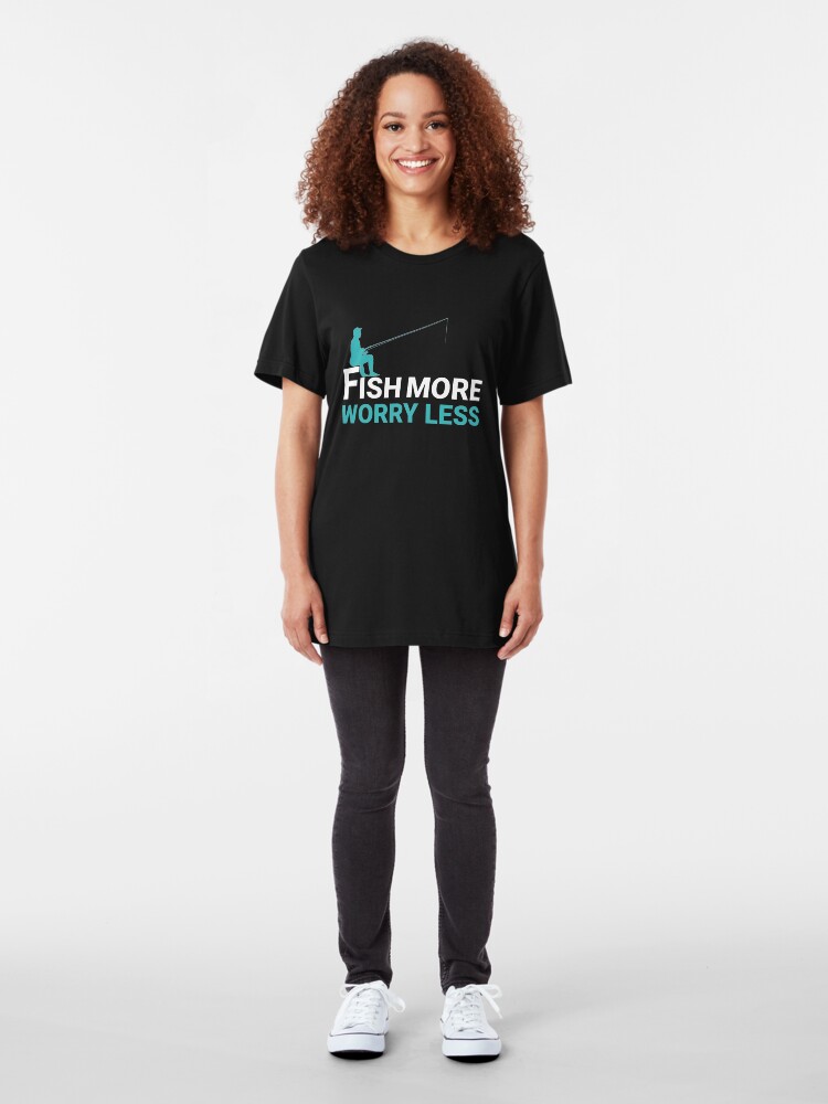 Alternative Ansicht von Fish More Worry Less - Old Fisherman Slim Fit T-Shirt