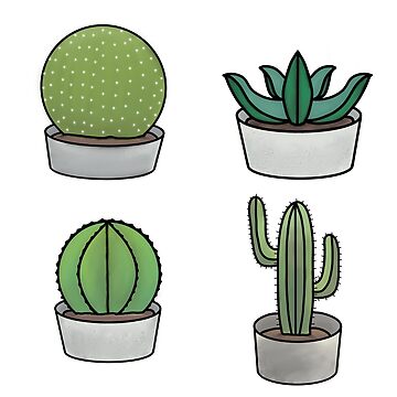 Artwork thumbnail, Pack Cute cactus succulent four by Pastel-PaletteD