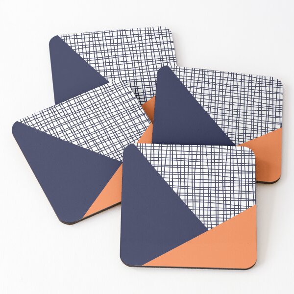 Item preview, Orange Navy Blue White color block designed and sold by Delinda Graphic Studio.