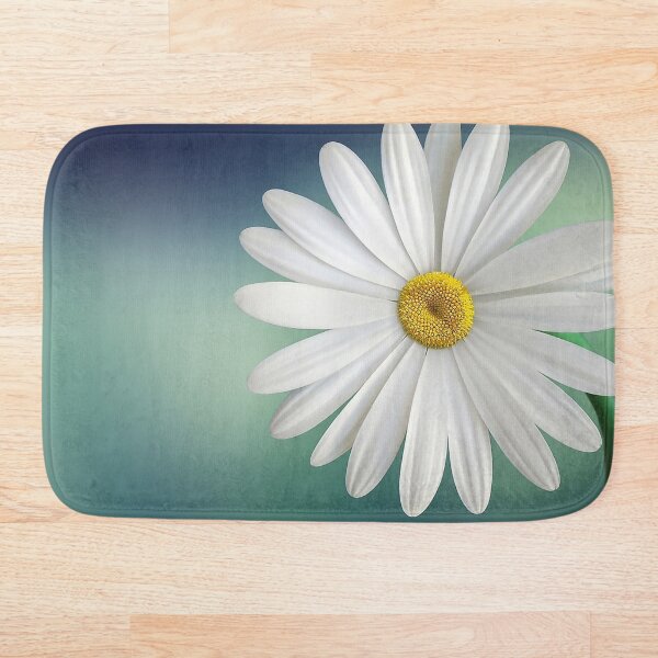 Artikelvorschau, Blumendruck - Daisy Flower auf blauem Hintergrund entworfen und verkauft von Syman Kaye.